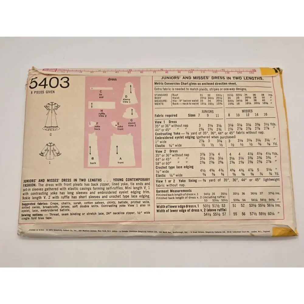 Vtg Simplicity 70s Sewing Patterns Lot of 2 Retro Skirts Dresses #5403 #9172